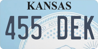 KS license plate 455DEK