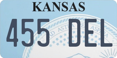 KS license plate 455DEL
