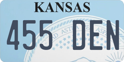KS license plate 455DEN