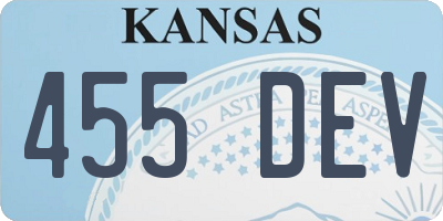 KS license plate 455DEV