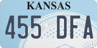 KS license plate 455DFA