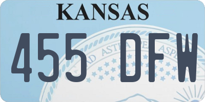 KS license plate 455DFW