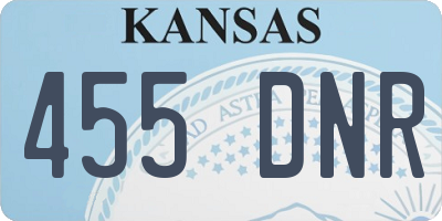 KS license plate 455DNR