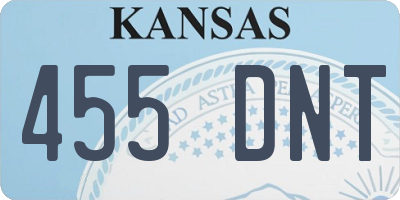 KS license plate 455DNT