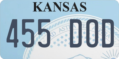 KS license plate 455DOD