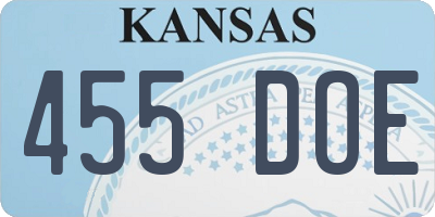 KS license plate 455DOE