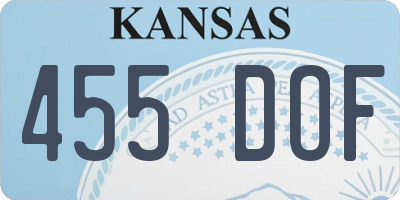 KS license plate 455DOF