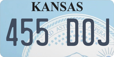 KS license plate 455DOJ