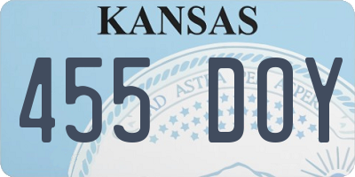 KS license plate 455DOY