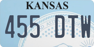 KS license plate 455DTW