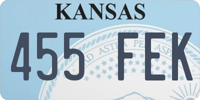 KS license plate 455FEK
