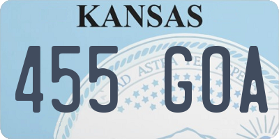 KS license plate 455GOA