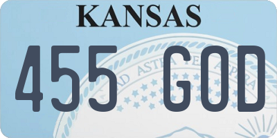 KS license plate 455GOD