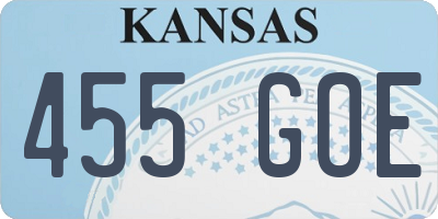 KS license plate 455GOE