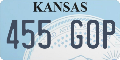 KS license plate 455GOP