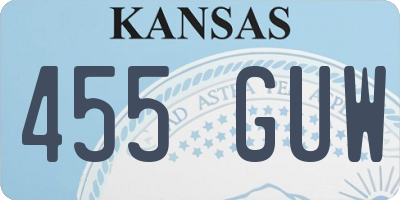 KS license plate 455GUW
