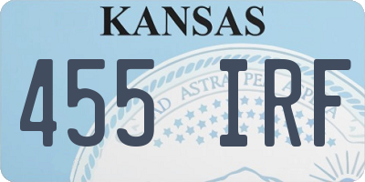 KS license plate 455IRF