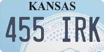 KS license plate 455IRK