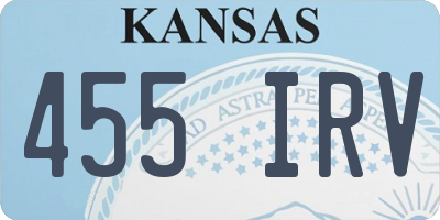 KS license plate 455IRV
