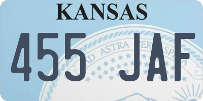 KS license plate 455JAF