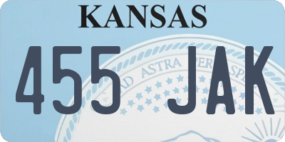 KS license plate 455JAK