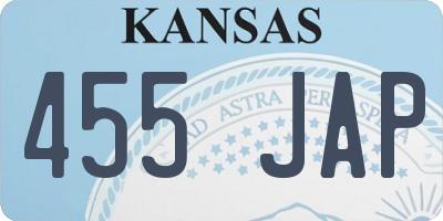 KS license plate 455JAP