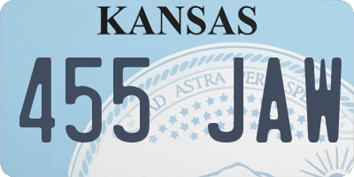 KS license plate 455JAW
