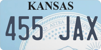 KS license plate 455JAX