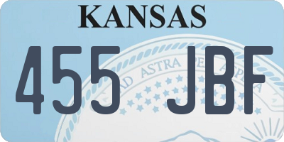 KS license plate 455JBF