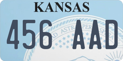 KS license plate 456AAD