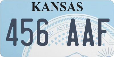 KS license plate 456AAF