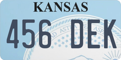 KS license plate 456DEK