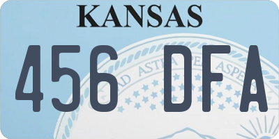 KS license plate 456DFA