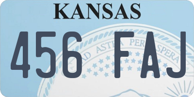 KS license plate 456FAJ