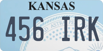 KS license plate 456IRK