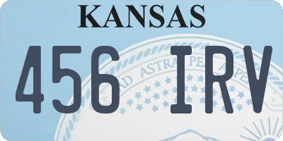 KS license plate 456IRV