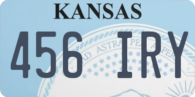 KS license plate 456IRY