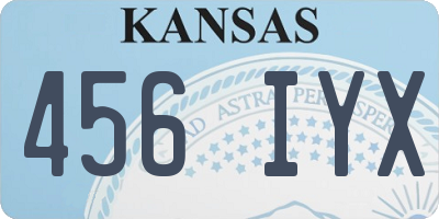 KS license plate 456IYX