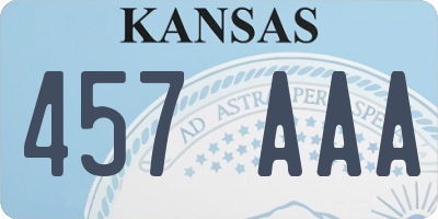 KS license plate 457AAA