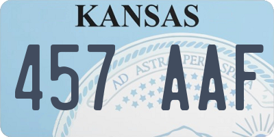 KS license plate 457AAF