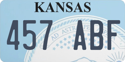 KS license plate 457ABF