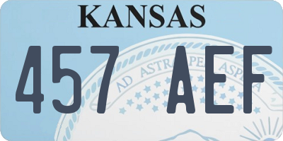 KS license plate 457AEF