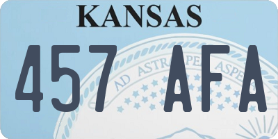 KS license plate 457AFA