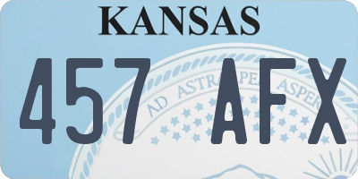 KS license plate 457AFX