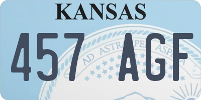 KS license plate 457AGF