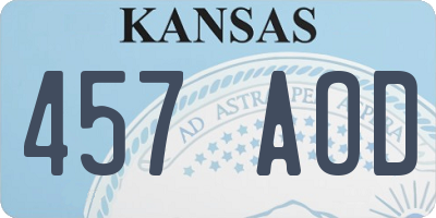 KS license plate 457AOD