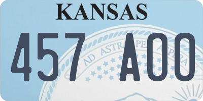 KS license plate 457AOO