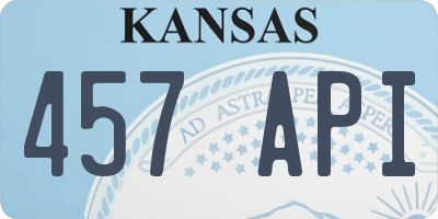 KS license plate 457API