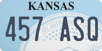 KS license plate 457ASQ