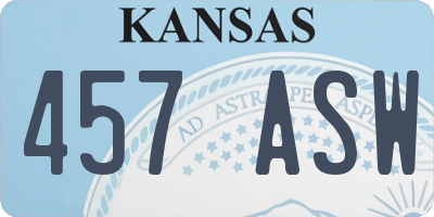 KS license plate 457ASW